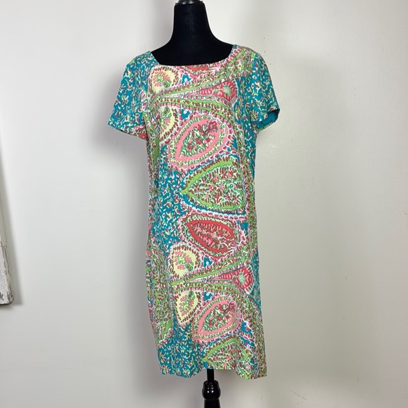 Talbots seaside paisley silk shift dress size 10 - Picture 1 of 7